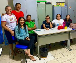 Sr. Darzinha meeting kindergarten teachers whom she supervises